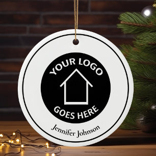 Adorno De Cerámica Navidades de Realtor con logotipo de Personalizado