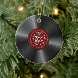 Adorno De Cerámica Navidades de récords de vintage del álbum Retro 