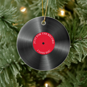 Adorno De Cerámica Navidades de récords de vintage del álbum Retro