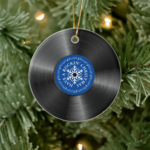 Adorno De Cerámica Navidades de récords de vintage del álbum Retro