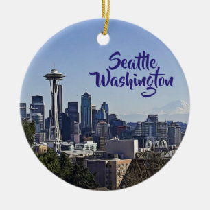 Adorno De Cerámica Navidades de recuerdo de Seattle, Washington Keeps
