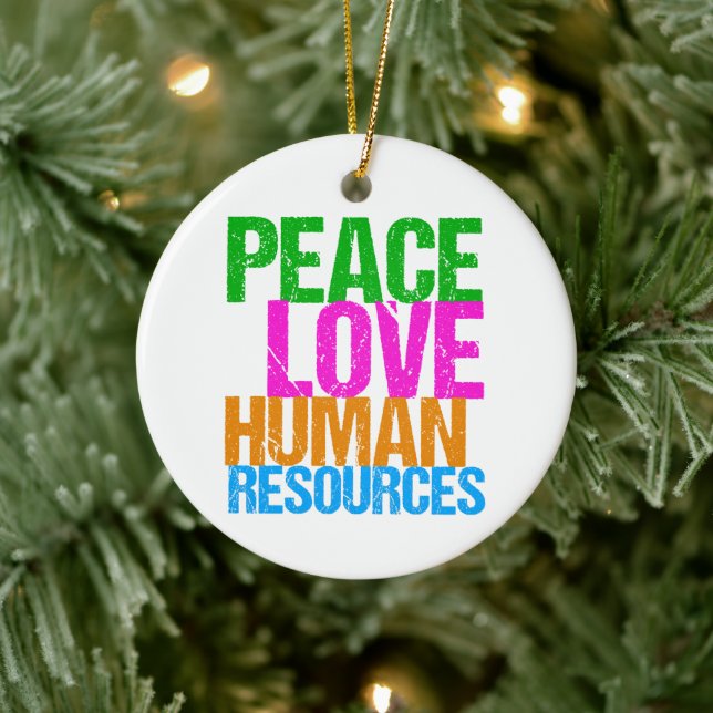 Adorno De Cerámica Navidades de Recursos Humanos de Peace Love (Árbol)