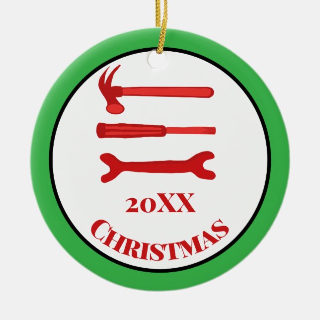 Adorno De Cerámica Navidades de Red Carpenter Tools 2025 (Frente)