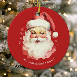 Adorno De Cerámica Navidades de Red Vintage Watercolor Santa Claus<br><div class="desc">Celebra la temporada festiva con nuestro ornamento de cerámica de color rojo Vintage Navidades Santa Claus! Este encantador ornamento presenta un diseño nostálgico de Santa Claus, con un elegante fondo sólido, que combina el encanto vintage con el estilo moderno. Perfecto para añadir un toque festivo a tu árbol de Navidad....</div>