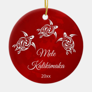 Adorno De Cerámica Navidades de Red White Mele Kalikimaka