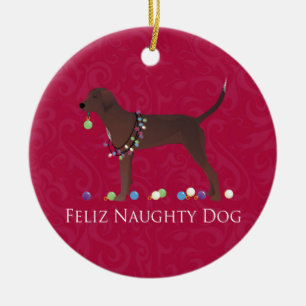 Adorno De Cerámica Navidades de Redbone Coonhound