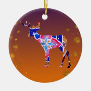 Adorno De Cerámica Navidades de renos de Mandala
