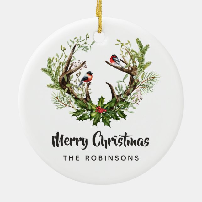 Adorno De Cerámica Navidades de renos rusos acuarelas (Atrás)