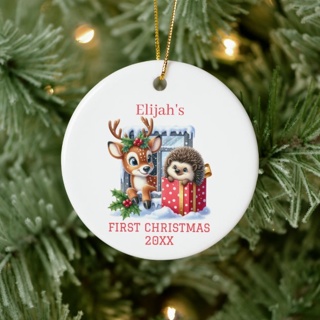 Adorno De Cerámica Navidades de renos y de sepultura (Árbol)