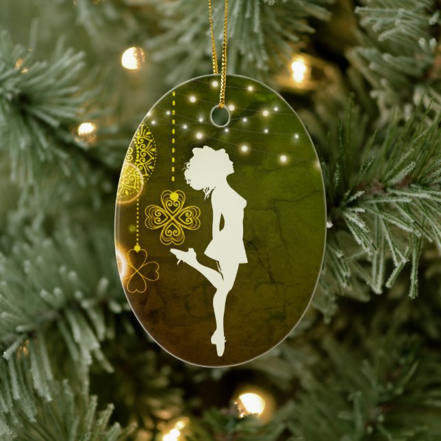 Adorno De Cerámica Navidades de ropa celta de danza irlandesa persona (Árbol)
