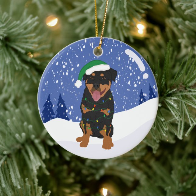 Adorno De Cerámica Navidades de Rottweiler (Árbol)
