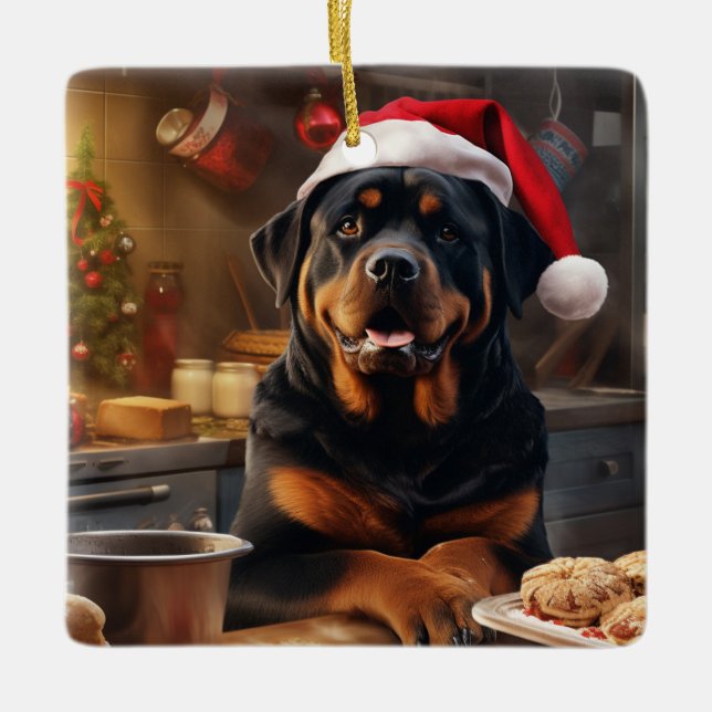 Adorno De Cerámica Navidades de Rottweiler Cookies festividades (Anverso)