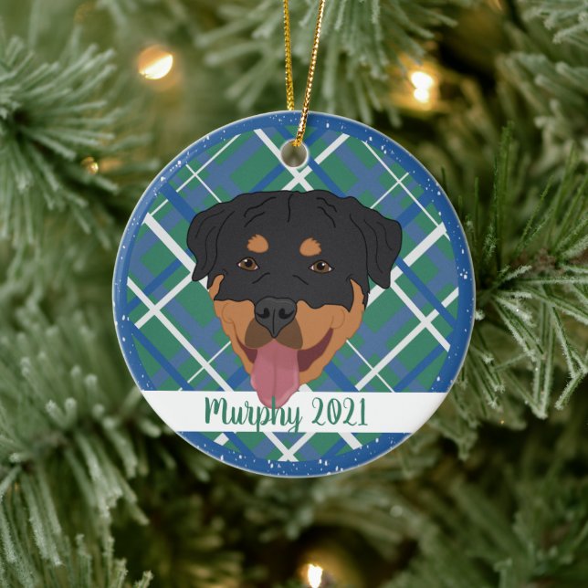 Adorno De Cerámica Navidades de Rottweiler personalizados (Árbol)