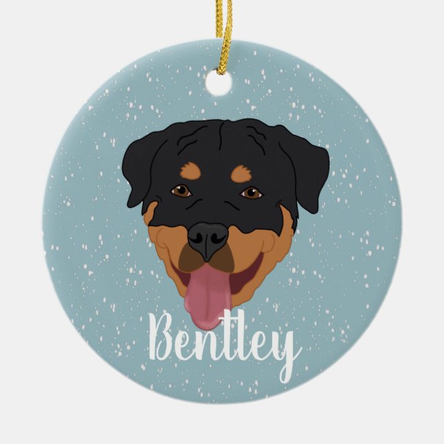 Adorno De Cerámica Navidades de Rottweiler personalizados  (Frente)