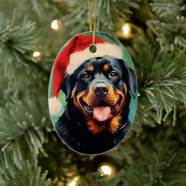 Adorno De Cerámica Navidades de Rottweiler pinchan arte (Árbol)