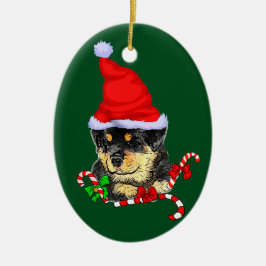 Adorno De Cerámica Navidades de Rottweiler Puppy