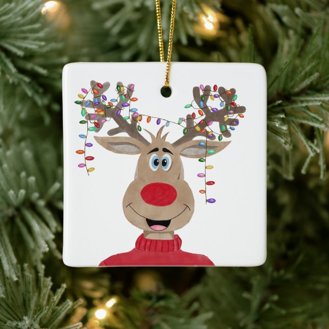Adorno De Cerámica Navidades de Rudolph iluminan reno (Árbol)