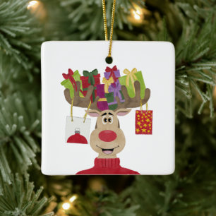 Adorno De Cerámica Navidades de Rudolph regalan reno
