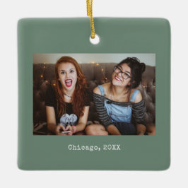 Adorno De Cerámica Navidades de Sage Green Photo Keepsake