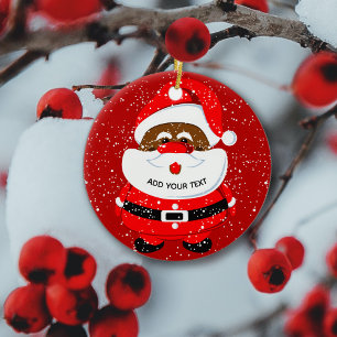 Adorno De Cerámica Navidades de Santa Claus afroamericanos