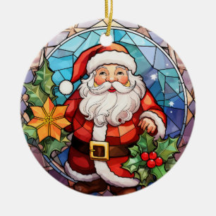 Adorno De Cerámica Navidades de Santa Claus estilo de vidrio manchado