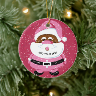 Adorno De Cerámica Navidades de Santa Claus rosados