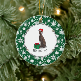 Adorno De Cerámica Navidades de Santa Hat Greyhound Dog (romano le) G
