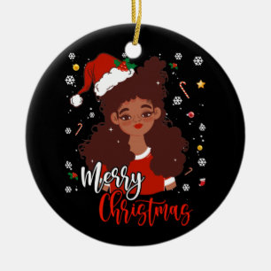 Adorno De Cerámica Navidades de Santa Hat Shirt Black African