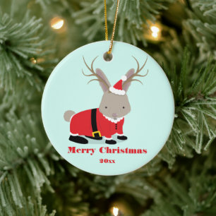 Adorno De Cerámica Navidades de Santa Jackalope