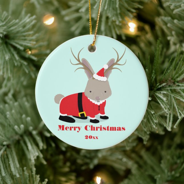 Adorno De Cerámica Navidades de Santa Jackalope (Árbol)