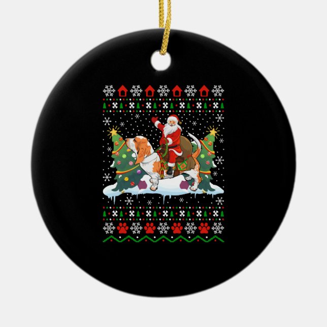 Adorno De Cerámica Navidades de Santa Köln Basset Hound (Frente)