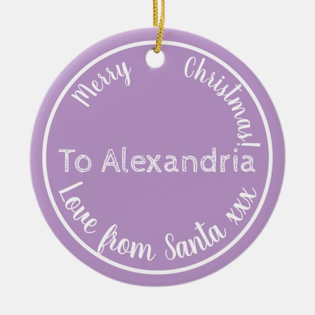 Adorno De Cerámica Navidades De Santa Personalizada Purple Lilac (Frente)
