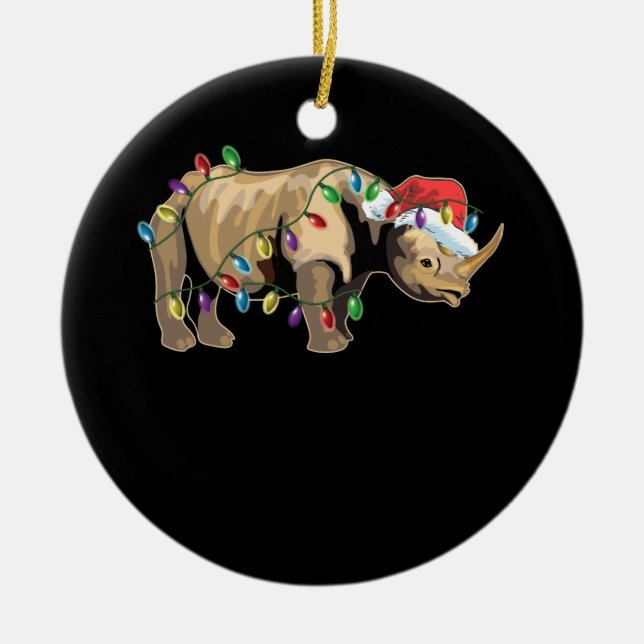 Adorno De Cerámica Navidades de Santa Rhino alumbran a Navidades del  (Frente)