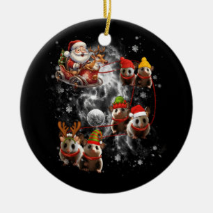 Adorno De Cerámica Navidades de Santa Riding Opossum Reindeer Sleigh