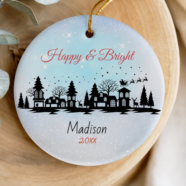 Adorno De Cerámica Navidades de santa sleigh alegres y brillantes (Subido por el creador)