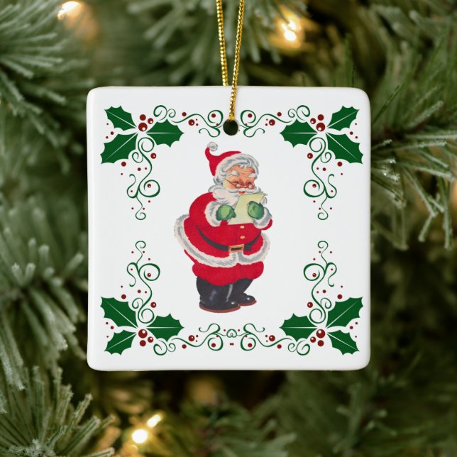 Adorno De Cerámica Navidades de Santa y Holly Holiday (Árbol)
