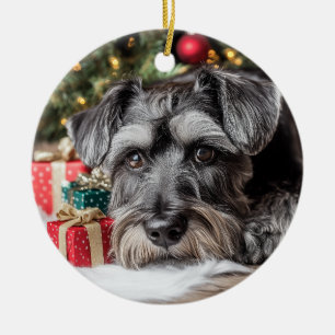 Adorno De Cerámica Navidades de Schnauzer