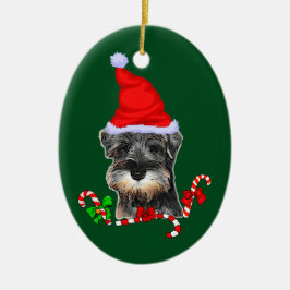 Adorno De Cerámica Navidades de Schnauzer en miniatura