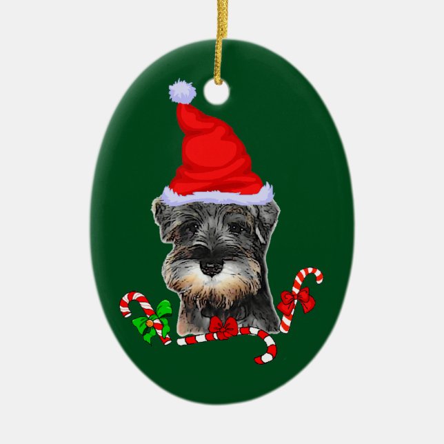 Adorno De Cerámica Navidades de Schnauzer en miniatura (Frente)