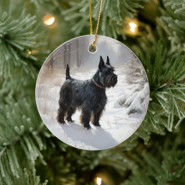 Adorno De Cerámica Navidades de Scottish Terrier Let It Snow (Árbol)