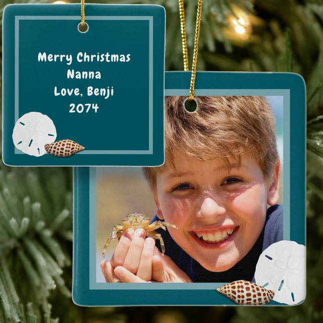 Adorno De Cerámica Navidades de Seashells Foto Ornament Sea Blue (Subido por el creador)