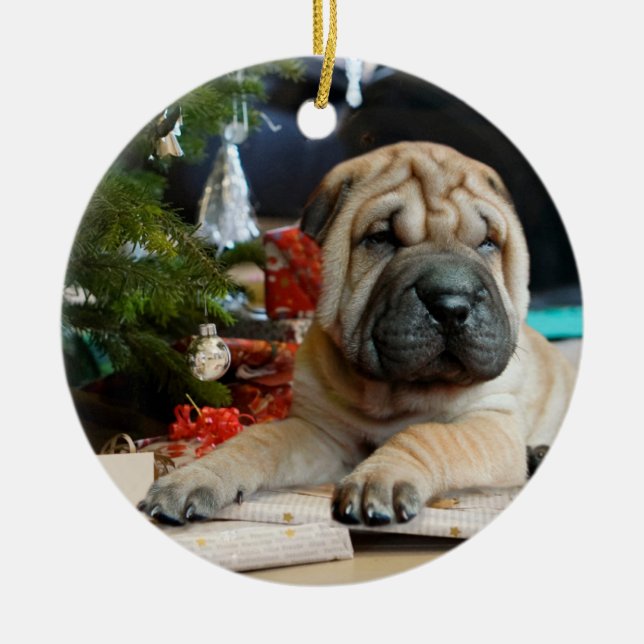 Adorno De Cerámica Navidades de Shar Pei (Frente)