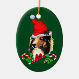 Adorno De Cerámica Navidades de Shetland Sheepdog