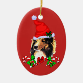 Adorno De Cerámica Navidades de Shetland Sheepdog