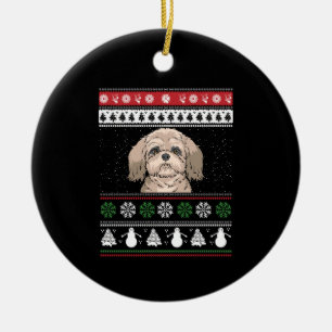 Adorno De Cerámica Navidades de Shih Tzu
