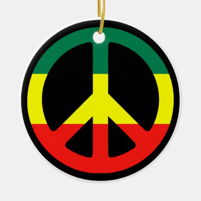 Adorno De Cerámica Navidades de signos de paz de Rasta (Frente)