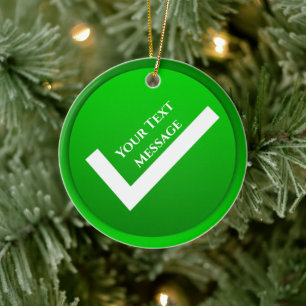 Adorno De Cerámica Navidades de símbolo de marca de verificación verd
