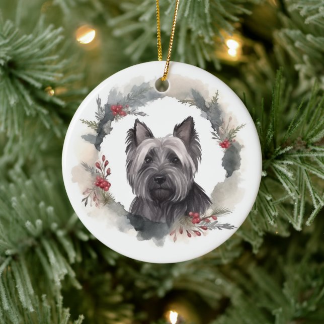 Adorno De Cerámica Navidades de Skye Terrier escribieron presentación (Árbol)
