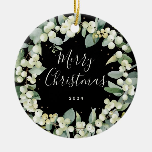 Adorno De Cerámica Navidades de Snowberry, Personalizado no fotográfi (Frente)