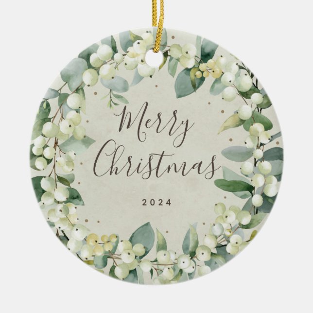 Adorno De Cerámica Navidades de Snowberry, Personalizado no fotográfi (Frente)